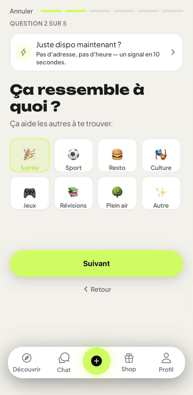 Création d'une sortie dans l'app GoSortir