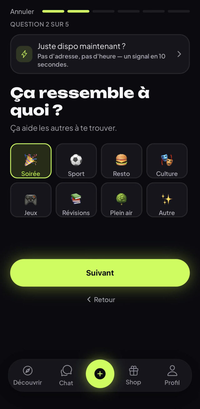 Création d'une sortie dans l'app GoSortir